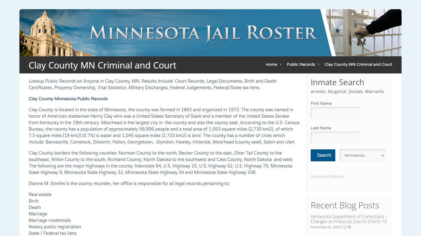 Clay County MN Criminal and Court | Jail Roster Search